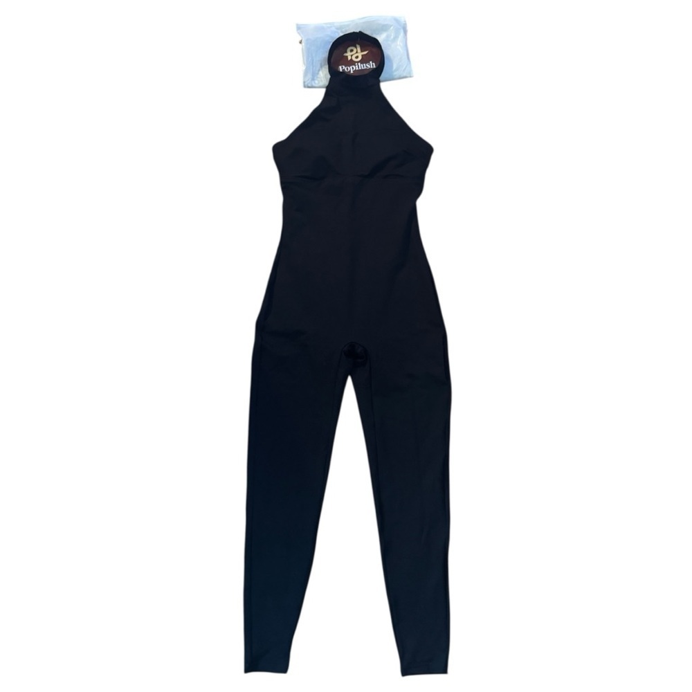 Popilush Black Halter Jumpsuit Medium - Picture 2 of 9